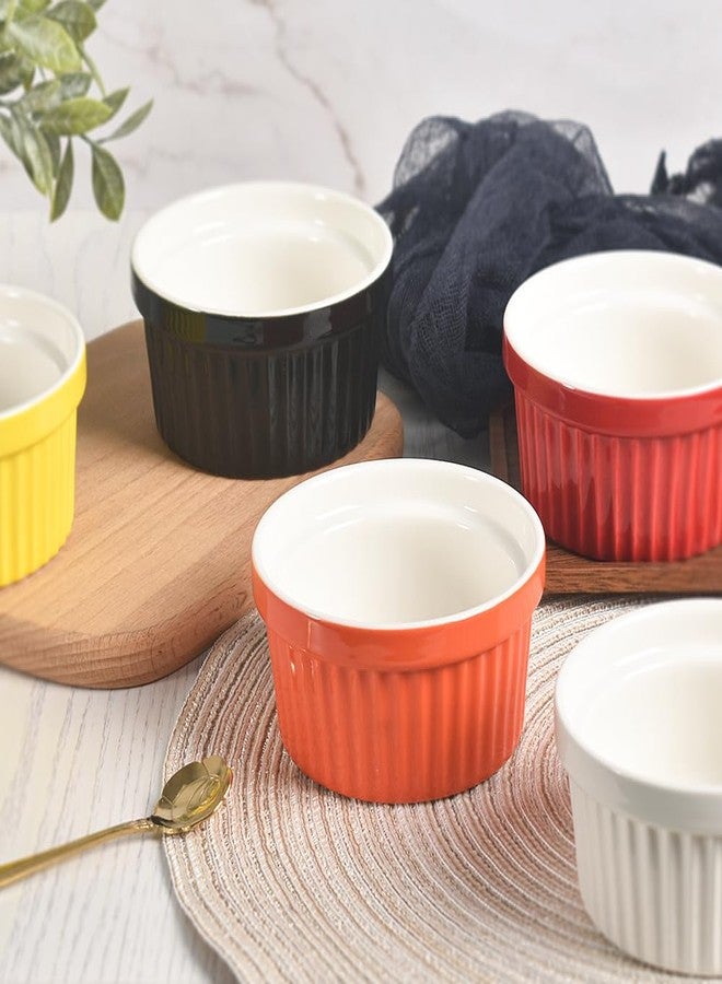 homEdge Porcelain Ramekins Set, 240 ml / 8 Fl Ounces Ice Cream Bowl, Creme Brûlée Ramekins Soufflé Cup for Baking, Set of 6 Red - Image 2