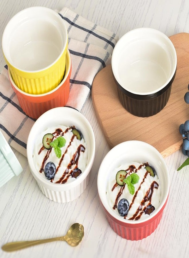 homEdge Porcelain Ramekins Set, 240 ml / 8 Fl Ounces Ice Cream Bowl, Creme Brûlée Ramekins Soufflé Cup for Baking, Set of 6 Red - Image 4