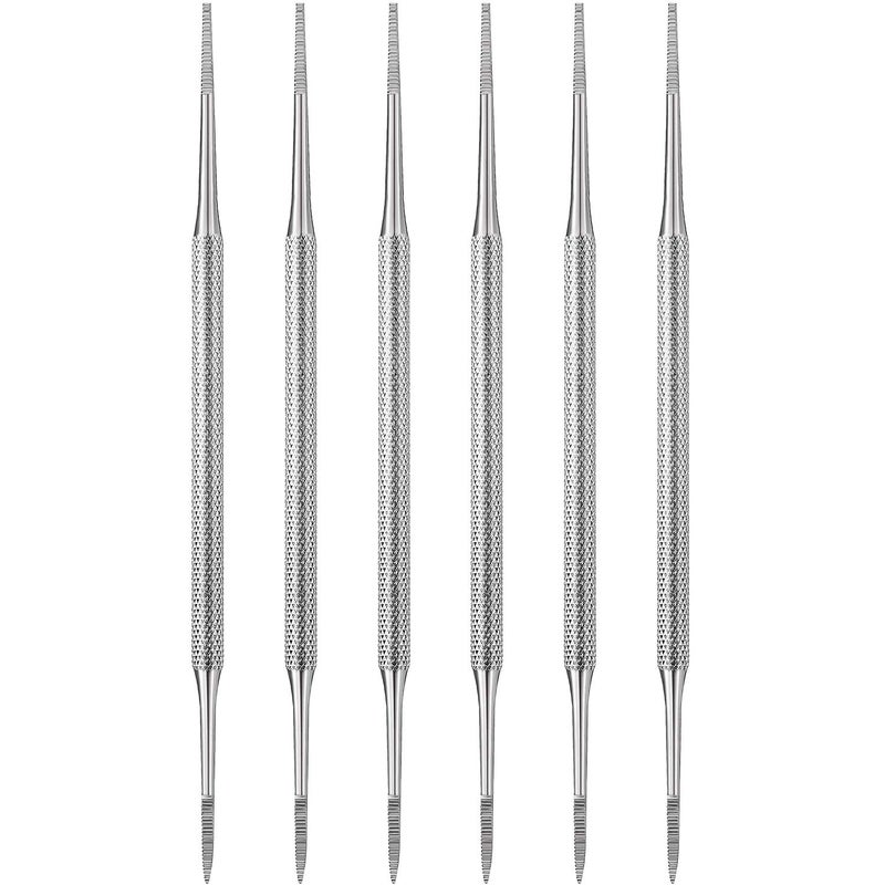 أدوات معالجة الأظافر المدببة من مادير - مجموعة 6 قطع من ملفات الأظافر المدببة، أدوات رفع الأظافر ذات الجانبين، جانب مسطح وجانب منحني، أدوات العناية بالأظافر من الفولاذ المقاوم للصدأ، أدوات إزالة العناية بالأقدام، منظف تحت الأظافر