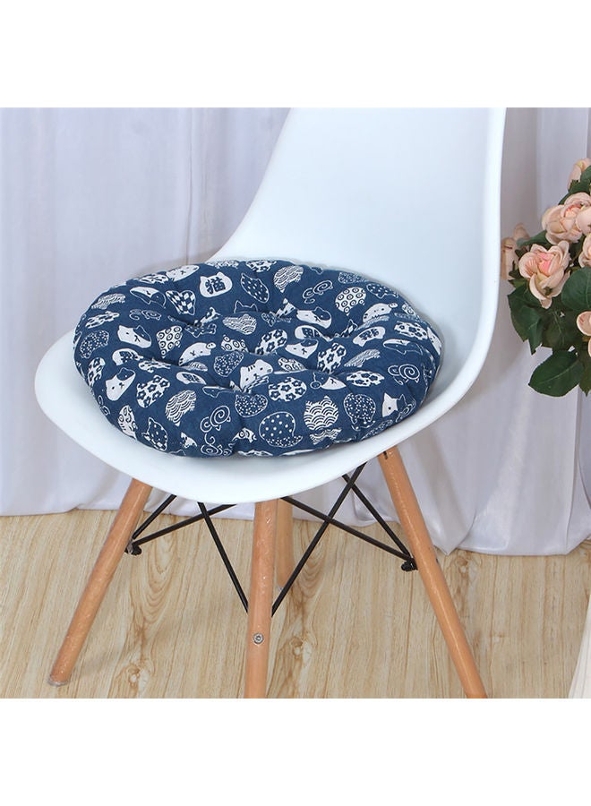 NIBEMINENT Round Shape Printed Soft Seat Cushion Blue/White - Image 2