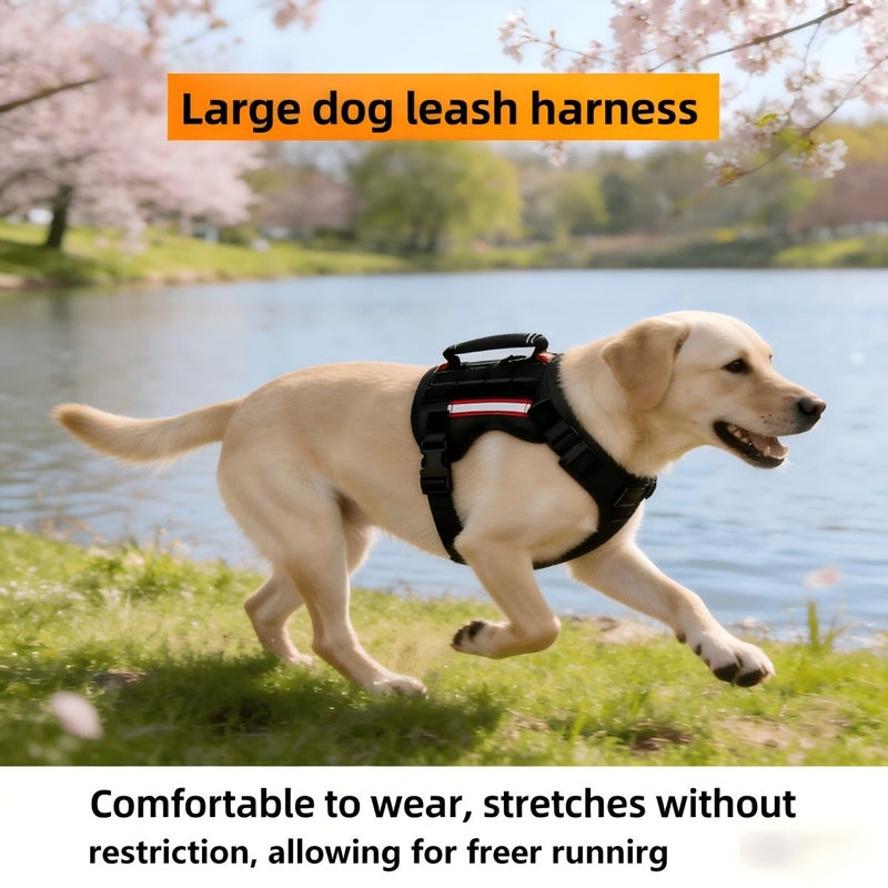 Black Chest Strap With 59 06 Inch Pull Rope Small Size Pet Anti Escape Buckle Type Training Harness And Matching Leash Set For Outdoor Training For Large Dogs - Image 5