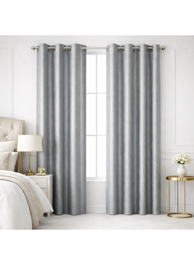 Bliss Casa Indigo Lite Window Curtains 2 Pack 240 x 140 cm – Lightweight Solid Eyelet Curtains for Bedroom Living Room – Soft Light Filtering Drapes