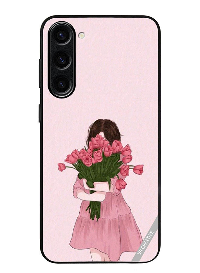 VR CREATIVE Protective Case Cover For Samsung Galaxy S23 Plus Girl Hugging Bouquet Design Multicolour - Image 1