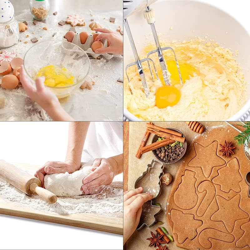 Mr Cookie Large Christmas Cookie Cutters,4" Holiday Sturdy Molds thickened Stainless Steel with Recipe Instruction,Snowman, Christmas tree, elk, snowflake,Santa Face,Gingerbread Men for Baking. - Image 4