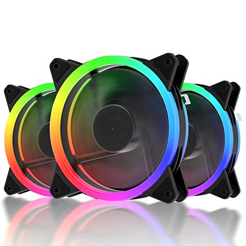 upHere 120mm RGB Case Fan Fan,Quiet Edition High Airflow LED Case Fan for PC Cases-3 Pack,RGB123-3 - Image 1