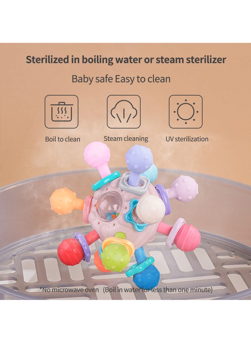 MIXDE Silicon Ball Shape Children's Tooth Toys for Children Aged 3 Months and Above, Children's Teething Games Manhattan Toy, 0-3-6-12 Months Old Baby Tooth Toys - Image 4