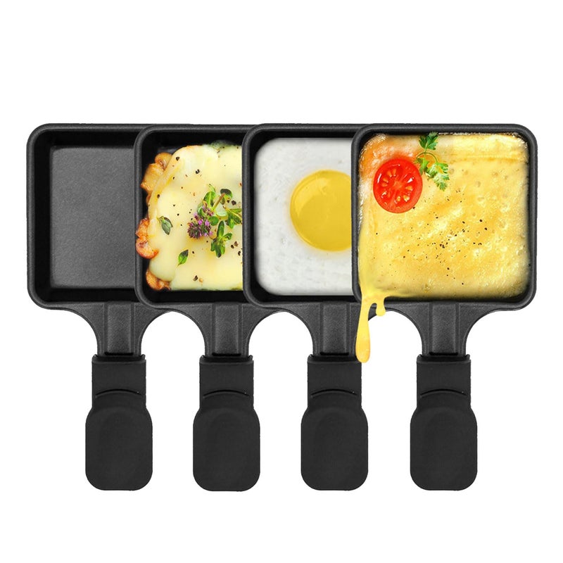 Kosmosta NonStick Coated Mini Grill Cheese Pan Melting Accessories for Raclettes Replacement trays Raclette Dishes Mini raclette pans Square Shape4PCS