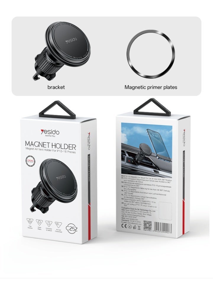 Yesido C252 360Â° Rotation Magnetic Car Phone Holder with Barb Lock for Air Outlet - Image 4