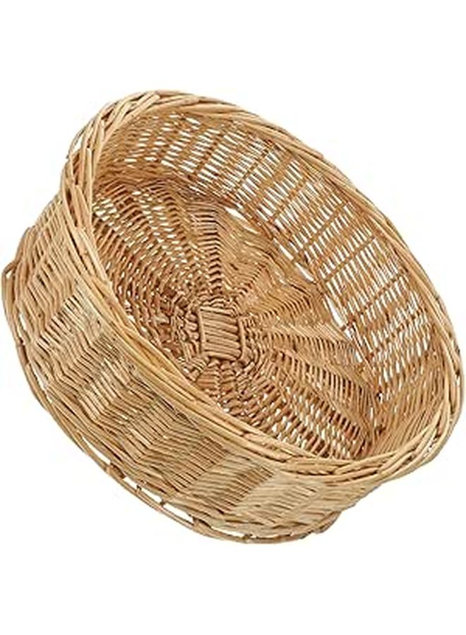Woven Rattan Storage Basket 27cm Diameter Kitchen Organizer Food Holder - Image 1