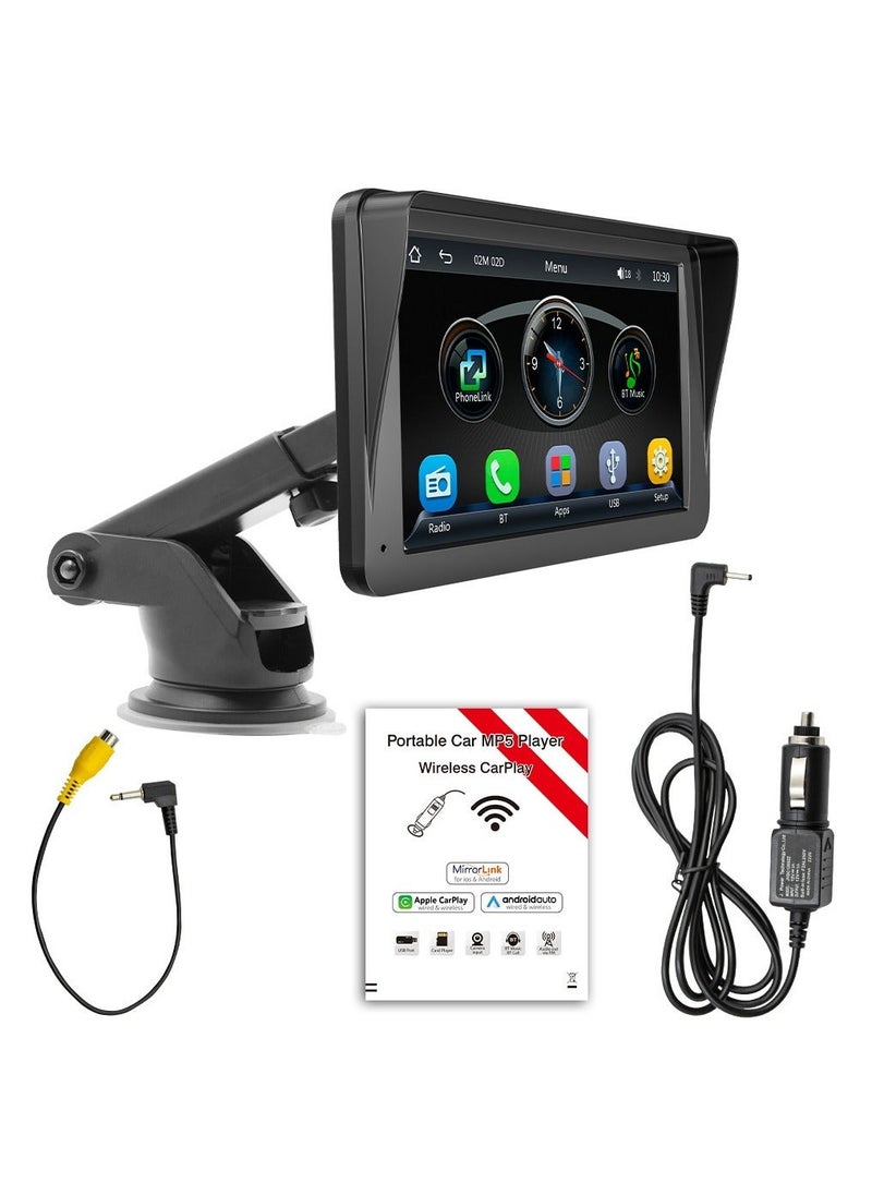 SWM - Portable Car Audio with Wireless Apple Carplay and Android Auto Touch Screen Bluetooth Car Player - Image 1