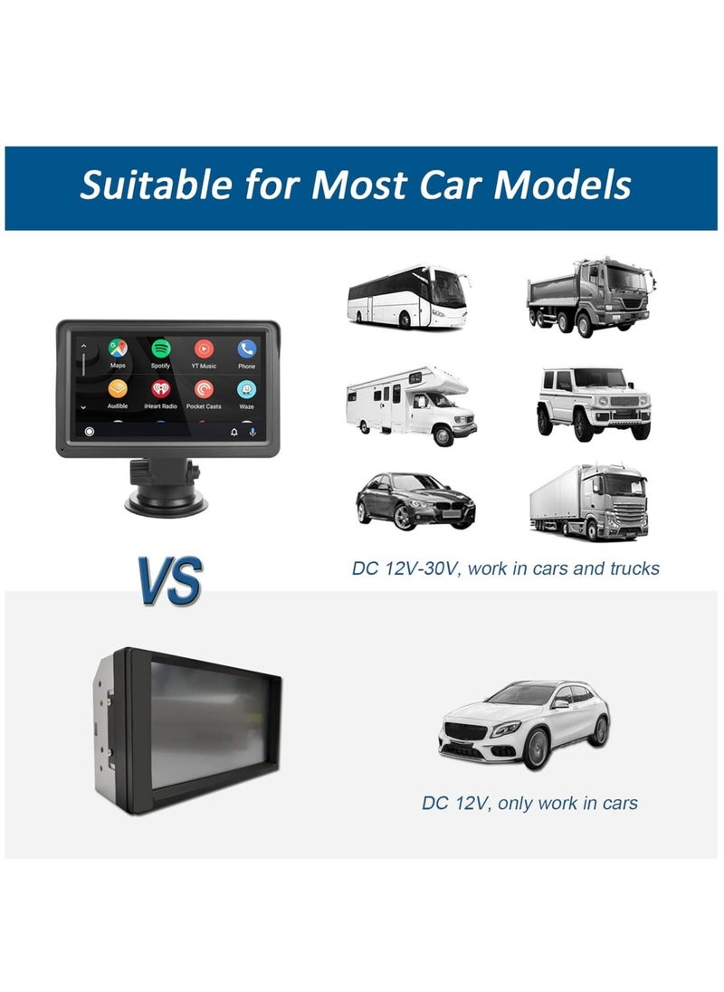 SWM - Portable Car Audio with Wireless Apple Carplay and Android Auto Touch Screen Bluetooth Car Player - Image 1