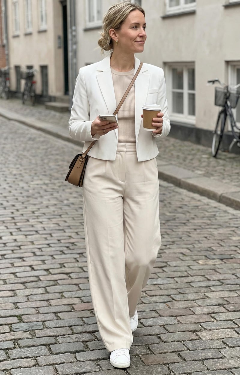 Beninos Womens Long Sleeve Open Front Cropped Blazer Jacket (806 White, XL) - Image 2
