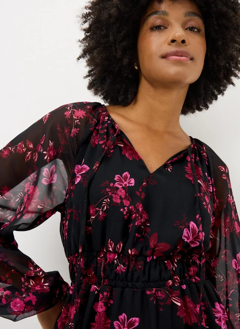 Matalan Pink Floral Ruffle Midaxi Dress