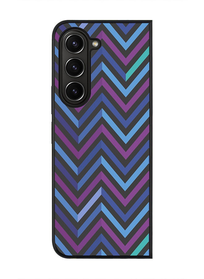 Stylizedd Rugged Black edge case for Samsung Galaxy Z Fold5, Slim fit Soft Case Flexible Rubber Edges Anti Drop TPU Gel Thin Cover -  Deep Chevron - Image 1