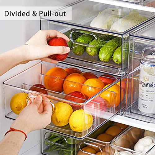 MANO 2Pack Clear Fridge Drawers Pull Out Stackable Refrigerator Drawer Organizer Bins Pantry Storage Box Plastic Food Containers for Kitchen Bathroom Office Closet (X-Large) - Image 2