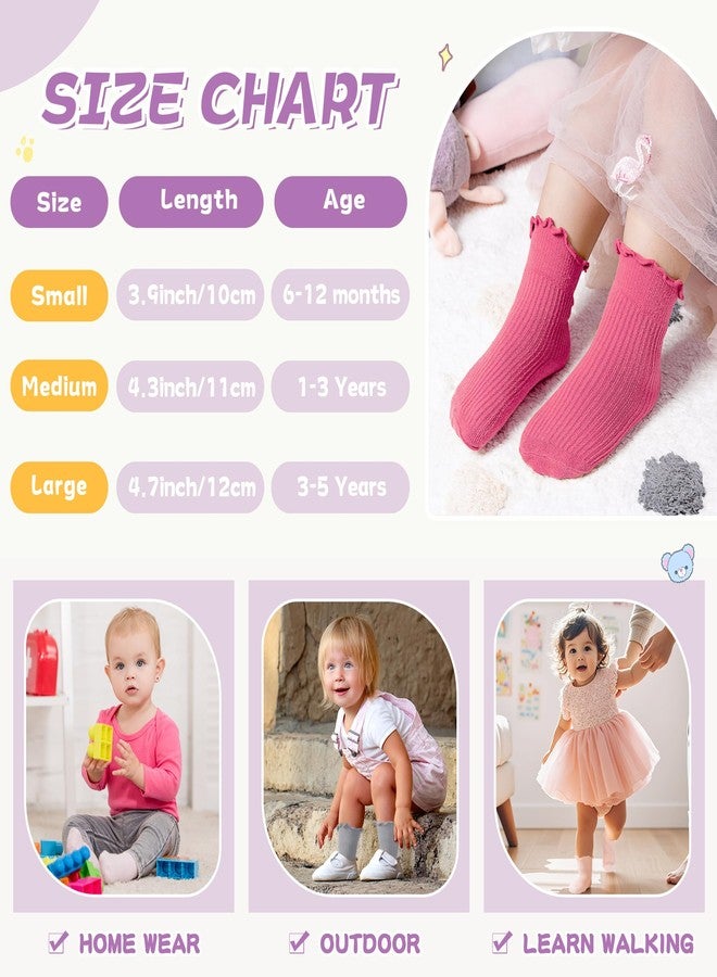 Velice جوارب فيليس للأطفال الرضع والصغار مزينة بالكشكشة، جوارب لطيفة، 6 أزواج (طقم وردي، 3-5 سنوات) - Image 5