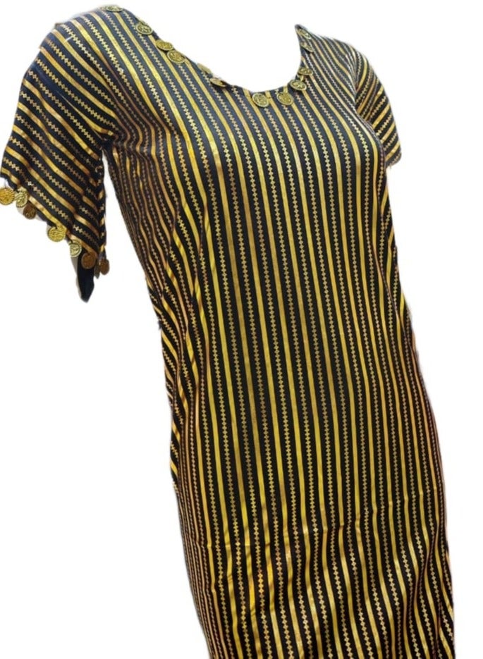 Handmade Jalabiya Nancy Belly Dance Costume for Women (Black x Gold) One Size - Image 3