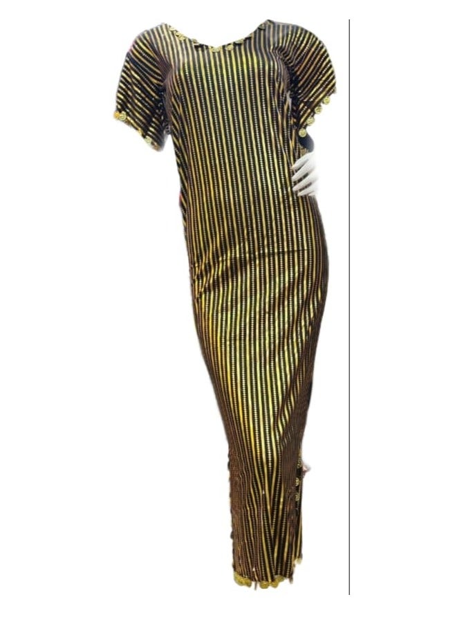 Handmade Jalabiya Nancy Belly Dance Costume for Women (Black x Gold) One Size - Image 1