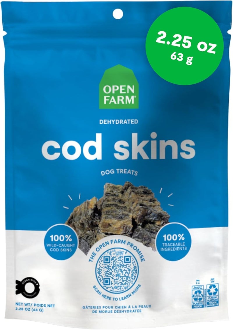 Open Farm Dehydrated Cod Skin Dog Treat - 63G - Image 1