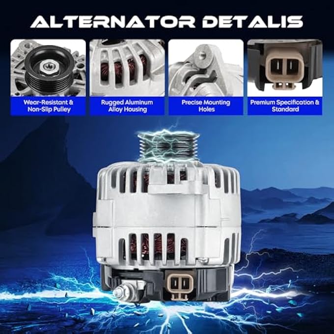 SEHNSUCHT Alternator Replacement New Compatible with Nissan Quest 3.5L 2004-2009, 12V, CW, 145Amp, IR/IF, Replace for 23100-5Z000, 400-40033 - Image 2