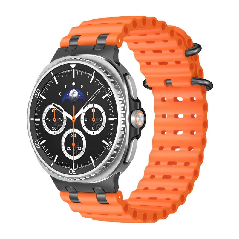 سوار ساعة ذكية رياضي من السيليكون متوافق مع Samsung Galaxy Watch 40/41mm بملاءمة قابلة للتعديل وحزام ناعم للاستبدال اليومي باللون برتقالي قابل للتعديل للاستخدام الشخصي للعائلة - Image 1