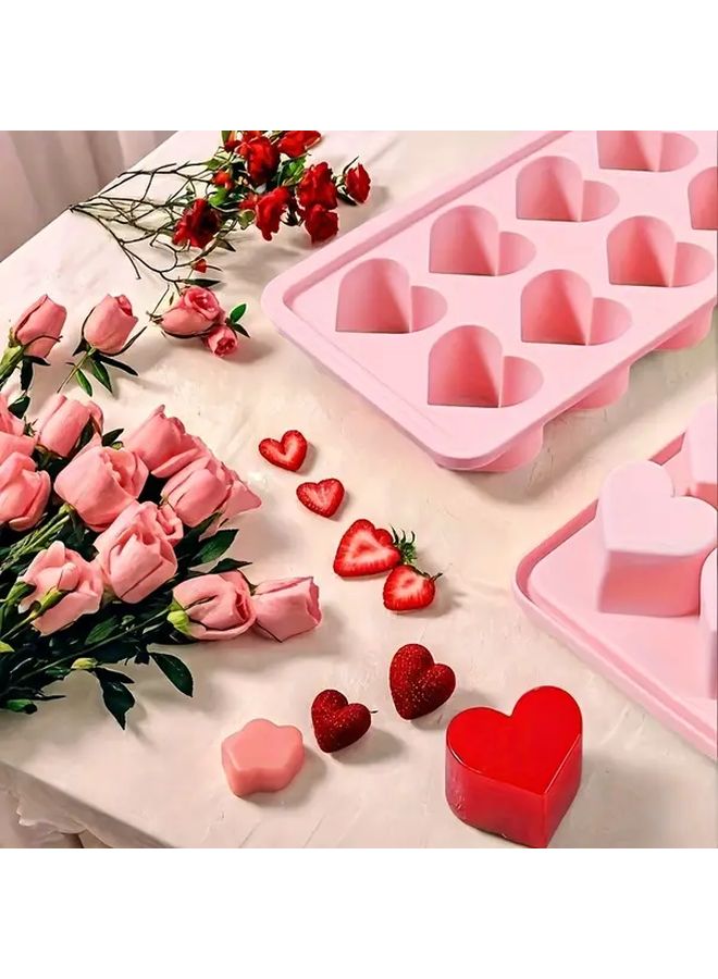 Pink Heart Shaped Silicone Mold For Ice Chocolate Jelly Baking Easy Release - Image 5