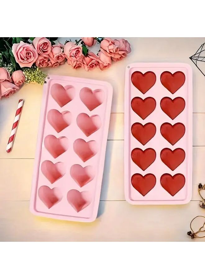 Pink Heart Shaped Silicone Mold For Ice Chocolate Jelly Baking Easy Release - Image 2