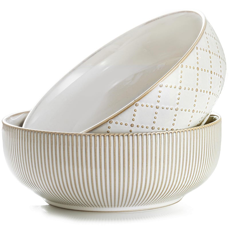 getstar Large Serving Bowls 95 inch 92 fl oz Ceramic Salad Bowl Set of 2 Microwave and Dishwasher Safe
