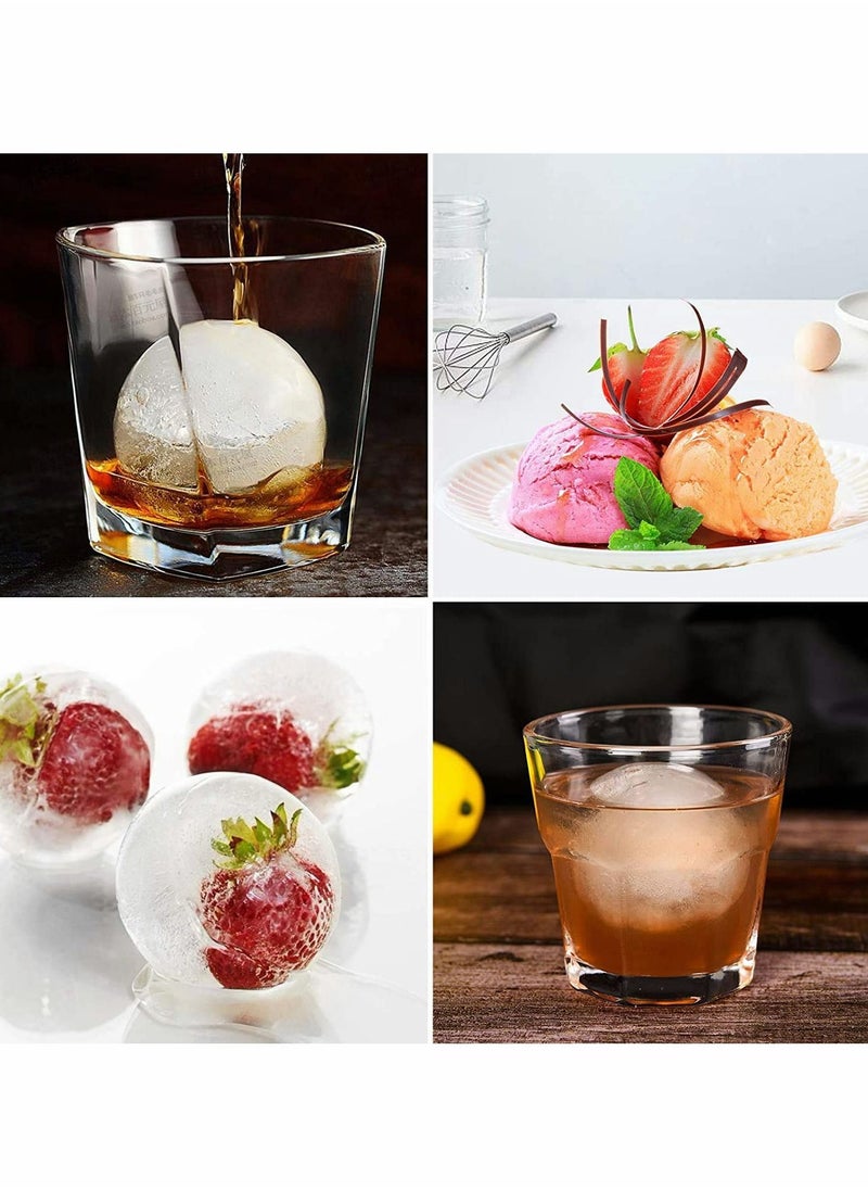 Y&D - Ice Cube Trays, Tray Silicone Set of 2 with Funnel, Sphere Ball Maker and Large Square Molds for Milk Tea, Coke Popsicle Reusable BPA Free - Image 1