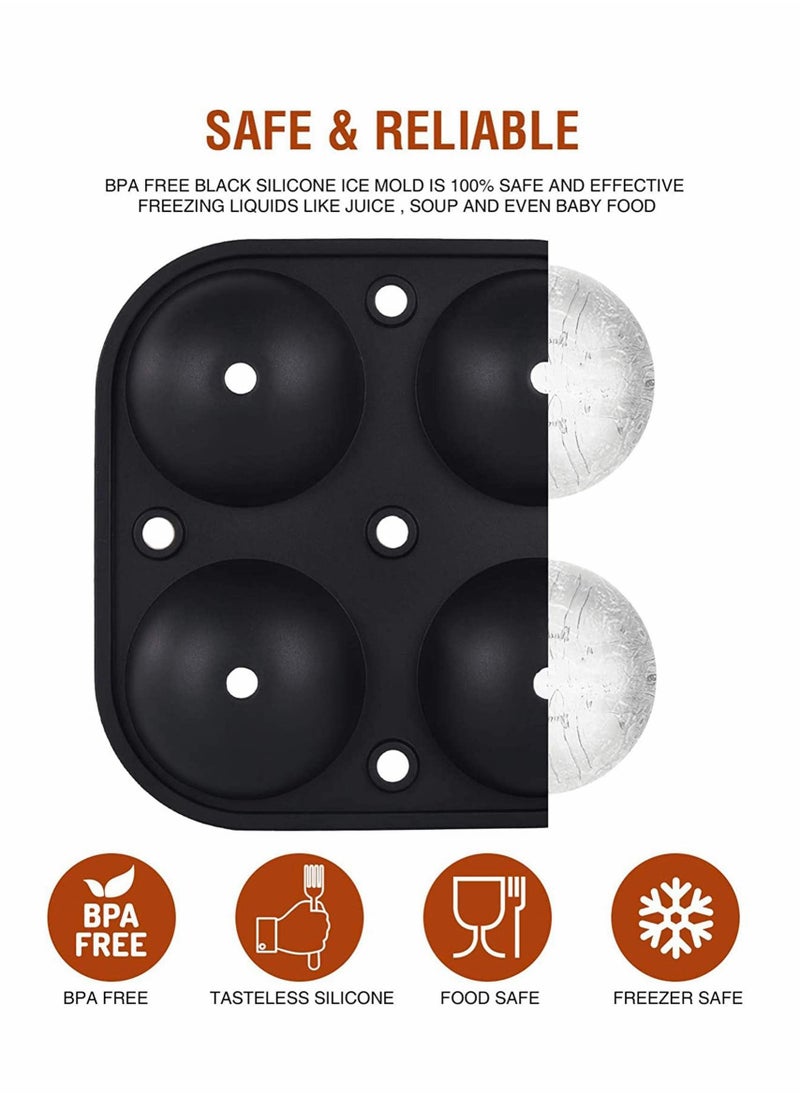 Y&D - Ice Cube Trays, Tray Silicone Set of 2 with Funnel, Sphere Ball Maker and Large Square Molds for Milk Tea, Coke Popsicle Reusable BPA Free - Image 1