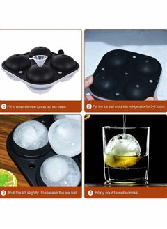 Y&D Ice Cube Trays, Tray Silicone Set of 2 with Funnel, Sphere Ball Maker and Large Square Molds for Milk Tea, Coke Popsicle Reusable BPA Free  - Image 3