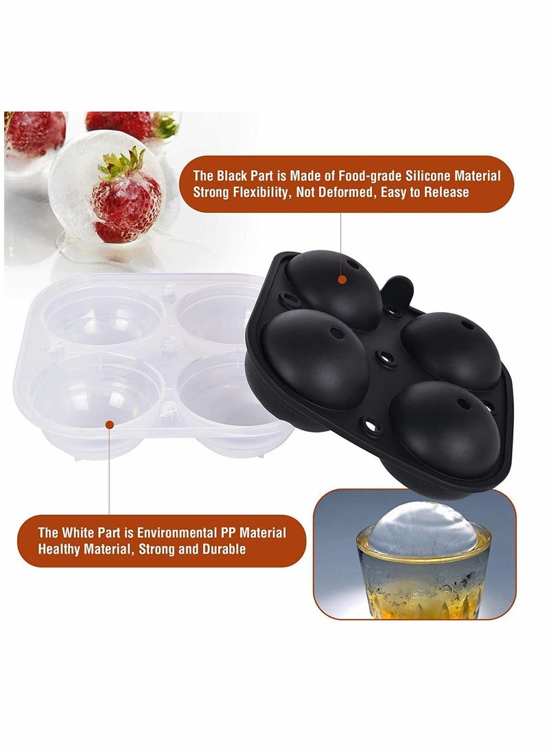 Y&D - Ice Cube Trays, Tray Silicone Set of 2 with Funnel, Sphere Ball Maker and Large Square Molds for Milk Tea, Coke Popsicle Reusable BPA Free - Image 1
