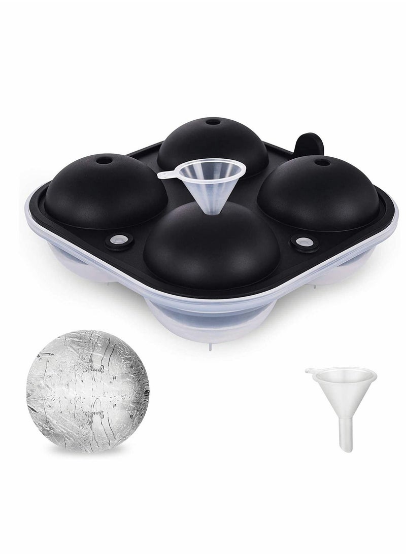 Y&D - Ice Cube Trays, Tray Silicone Set of 2 with Funnel, Sphere Ball Maker and Large Square Molds for Milk Tea, Coke Popsicle Reusable BPA Free - Image 1