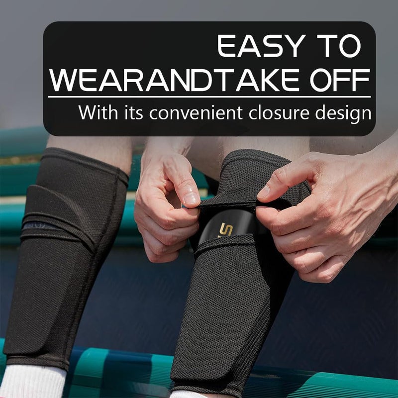 Proberos مجموعة واقيات الساقين الرياضية لكرة القدم - واقيات الساقين مع وسادة EVA وأكمام للمراهقين والأطفال - كرة القدم، الرجبي، الهوكي - S - Image 4