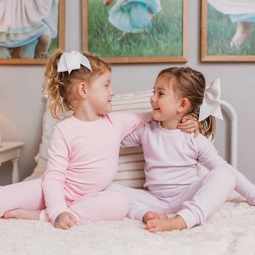 City Threads Made in USA Big Girls Thermal Underwear Set Perfect for Sensitive Skin SPD Sensory Friendly Base Layer Thermal Wear Cotton Ski Clothing for Kids Comfortable Ultra Soft, Bright Light Pink- 16 - Image 2
