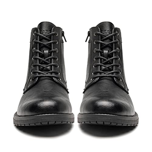 AMAPO Men's Boots,Casual Mid-Top Dress Boots for Men,Ankle Motorcycle Combat Men Boots Lace-Up Side Zipper(A22716-BKL-40) - Image 5
