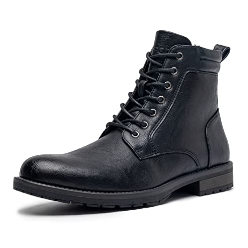AMAPO Men's Boots,Casual Mid-Top Dress Boots for Men,Ankle Motorcycle Combat Men Boots Lace-Up Side Zipper(A22716-BKL-40) - Image 1
