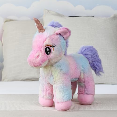 Mirada Enchanting Multicolor Unicorn Soft Toy – 32cm | Magical Plush Stuffed Animal for Girls & Kids | Floppy, Glittery & Super Soft with Sparkling Horn | Perfect Birthday or Festival Gift - Image 5