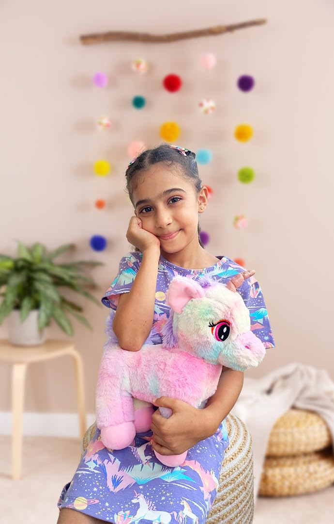 Mirada Enchanting Multicolor Unicorn Soft Toy – 32cm | Magical Plush Stuffed Animal for Girls & Kids | Floppy, Glittery & Super Soft with Sparkling Horn | Perfect Birthday or Festival Gift - Image 4
