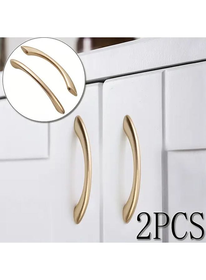 2pcs Golden Curved Cabinet Door Handles Modern Minimalist ABS Plastic Hardware Easy Installation - Image 1