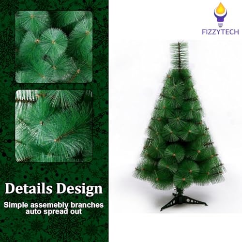 fizzytech Premium Artificial 2 Feet Christmas Pine Tree with 80 Hinged Branches, PVC Material Xmas Miniature Tree for Christmas/New Year/Festival/Tabletop Décor - Image 3