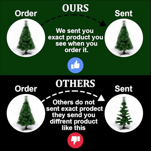 fizzytech Premium Artificial 2 Feet Christmas Pine Tree with 80 Hinged Branches, PVC Material Xmas Miniature Tree for Christmas/New Year/Festival/Tabletop Décor - Image 5