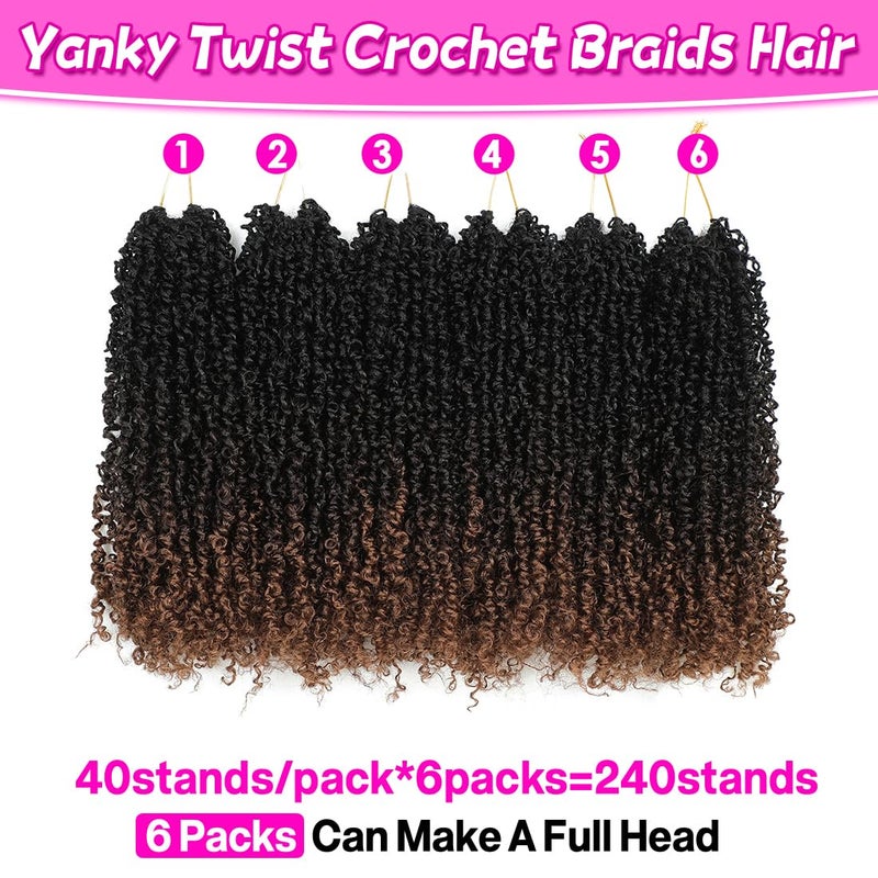 Youngther Yanky twist crochet hair 12 Inch 6Pack Pre-Twisted Fluffy Yankee Twist with curly crochet hair for black women 45g/Pack crochet hair pre looped Synthetic hair extension (1b/4/30) - Image 2