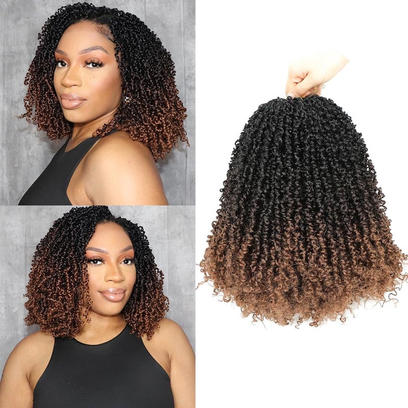Youngther Yanky twist crochet hair 12 Inch 6Pack Pre-Twisted Fluffy Yankee Twist with curly crochet hair for black women 45g/Pack crochet hair pre looped Synthetic hair extension (1b/4/30) - Image 1