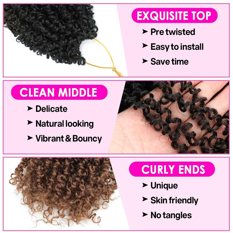 Youngther Yanky twist crochet hair 12 Inch 6Pack Pre-Twisted Fluffy Yankee Twist with curly crochet hair for black women 45g/Pack crochet hair pre looped Synthetic hair extension (1b/4/30) - Image 4
