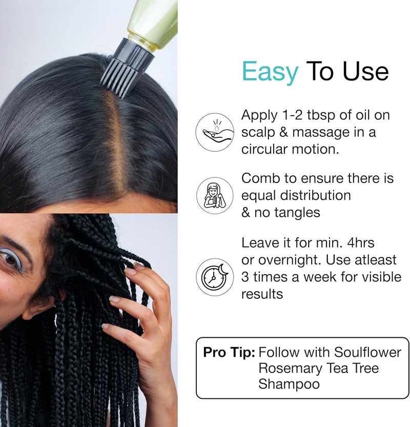 Soulflower TEA TREE OIL FOR HAIR & SCALP, ANTI DANDRUFF, ANTI HAIR LOSS, 100% PURE, NATURAL, COLDPRESSED, ENRICHED WITH TEA TREE ESSENTIAL OIL, VEGAN, 225ML - Image 2