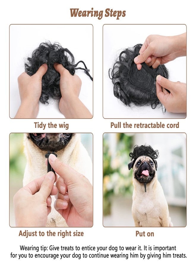 HOWWFALY Dog Costume Cat Apparel Dog Toys Curly Braids Headgear Wigs Styling Cute Funny Pet Hair Accessories Decoration for Halloween, Christmas, Parties (Black) - Image 4
