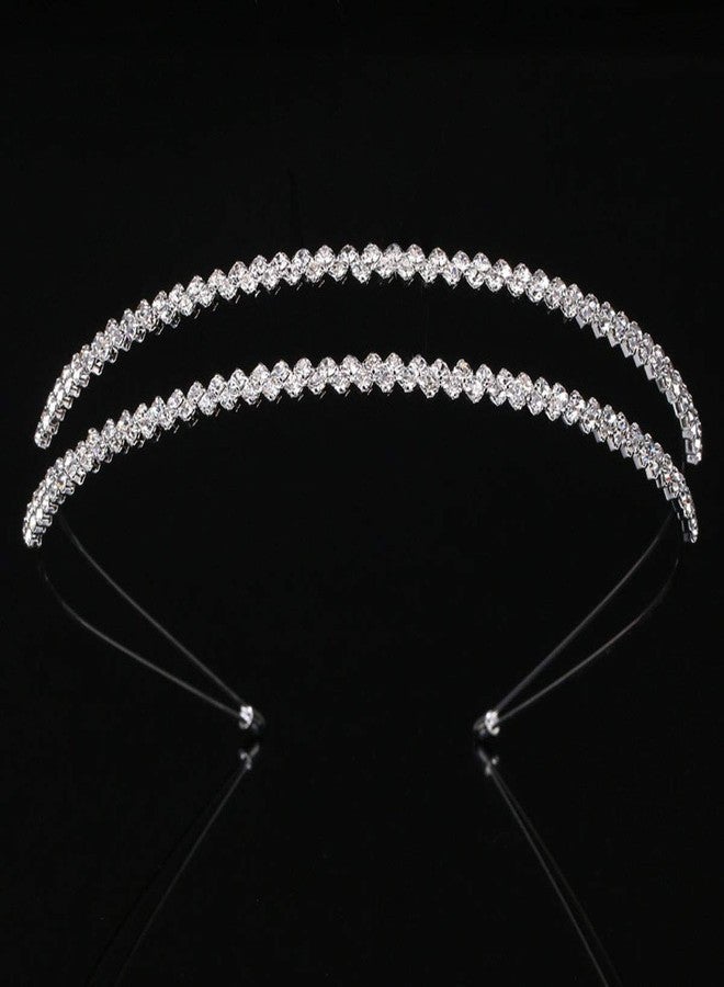 Teppylony Fashion Shining Double Row Irregular Inlay Rhinestone Headband Wedding Bride Bridesmaids Headdress Hair Accessories for Women - Image 5