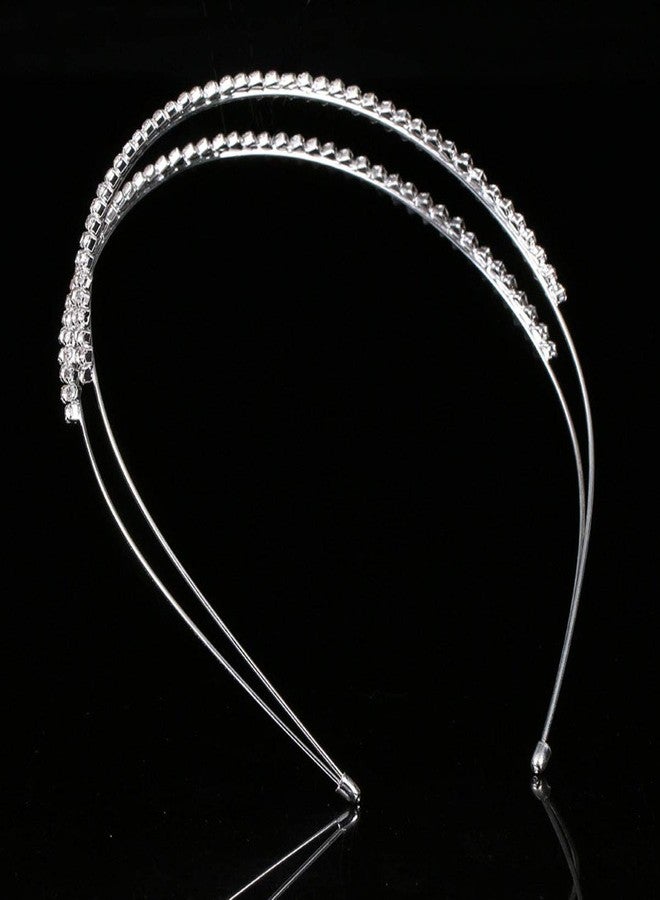 Teppylony Fashion Shining Double Row Irregular Inlay Rhinestone Headband Wedding Bride Bridesmaids Headdress Hair Accessories for Women - Image 3