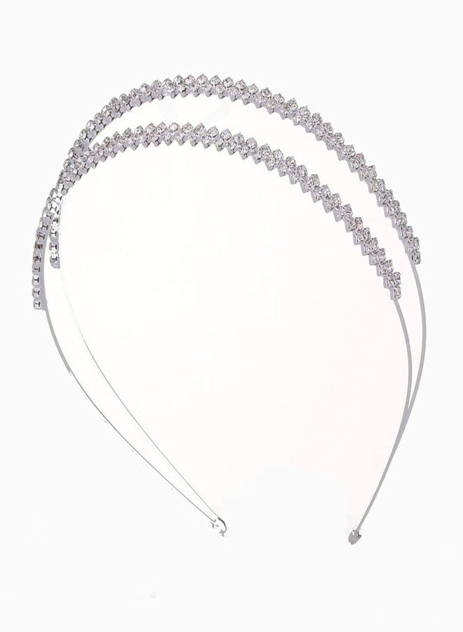 Teppylony Fashion Shining Double Row Irregular Inlay Rhinestone Headband Wedding Bride Bridesmaids Headdress Hair Accessories for Women - Image 1